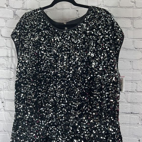 NEW City Chic tunic mini dress sequins black size large - Picture 3 of 13